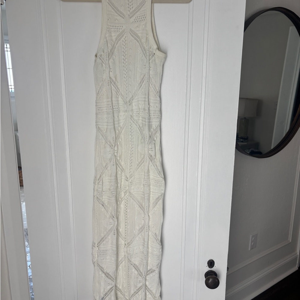 Elegant Cream Sweater Tank Dress